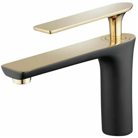 Single Handle Basin Mixer Black Paint Bathroom Sink Vessel Faucet Centerset Brass Basin Mixer Taps With Gold Polished Handle