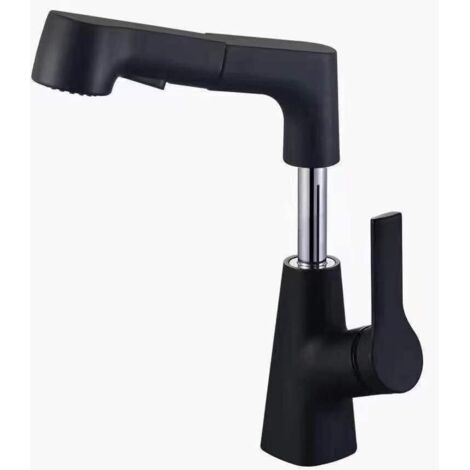 Single Handle Kitchen Faucet, Dual Spray, Pull + Lift, Stainless Steel Kitchen Sink Faucet with Pull Out Sprayer (Black)