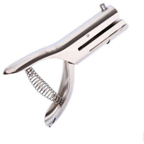 Single Hole Punch, Heavy Duty Punch, Paper Punch, Handheld Portable Punch, Long Punch for Paper Cards, Plastic Cardboard (Silver) (1/