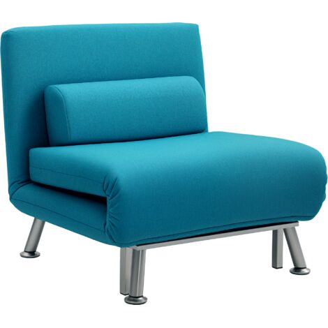 Single Linen-Feel Sleeper Chair - Dark Blue
