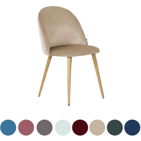 PN HOME Single Lucia Velvet Dining Chair - Upholstered Curved Back Modern Dining Chair w/ Wooden Legs - Cappuccino