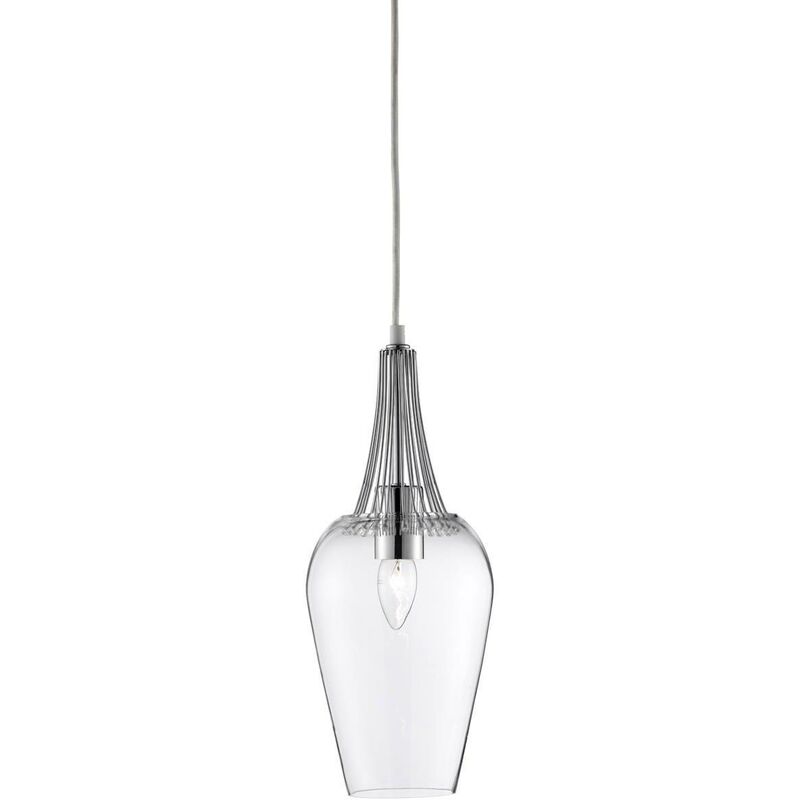 Whisk - 1 Light Ceiling Pendant Chrome with Clear Glass Shade, E27 - Searchlight