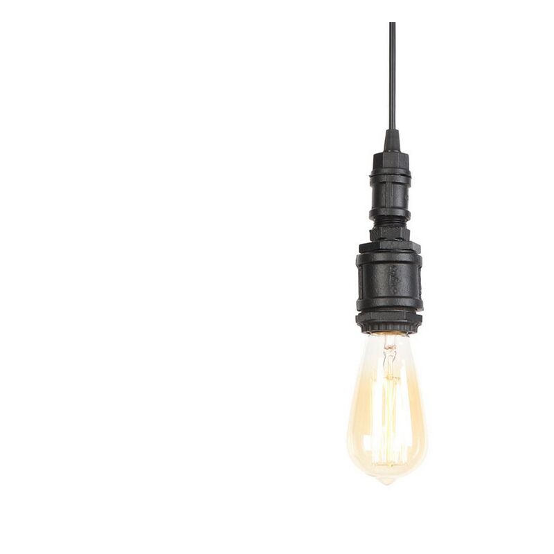 Single Pendant Lamp Vintage Edison Lamp holder Retro Ceiling Light Antique Pendant Light for Home Kitchen Hallway (Black)