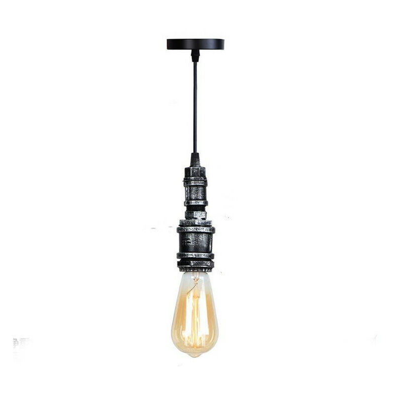 Single Pendant Lamp Vintage Edison Lamp holder Retro Ceiling Light Antique Pendant Light for Home Kitchen Hallway (Silver)