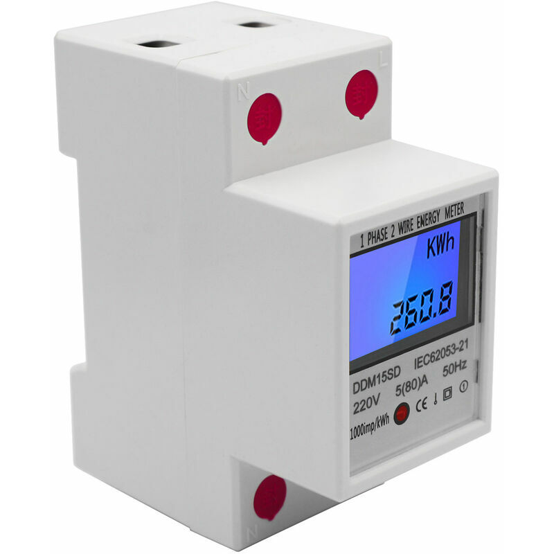 Single Phase DIN-Rail Energy Meter 5-80A 220V 50Hz Electronic KWh Meter with lcd Backlight Digital Display