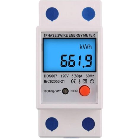 Single-phase electrical sub-meter, MID certified, 45A max modular, Single tariff, LCD display.