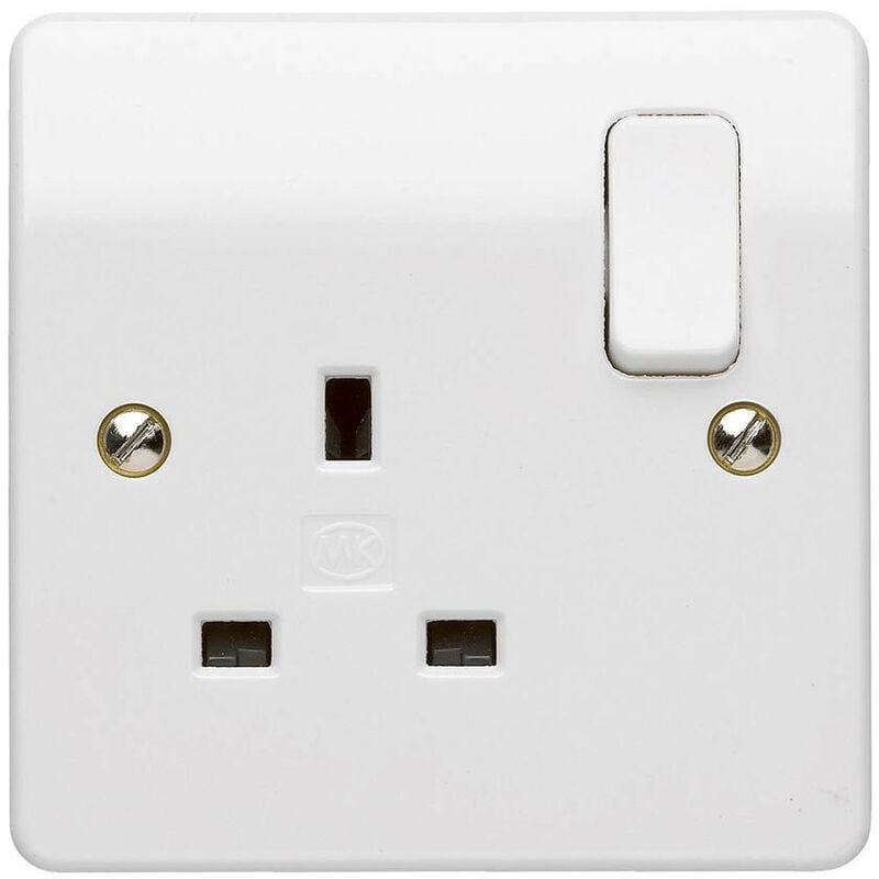 MK by Honeywell 13A 1 Gang Double Pole Switched Socket - White