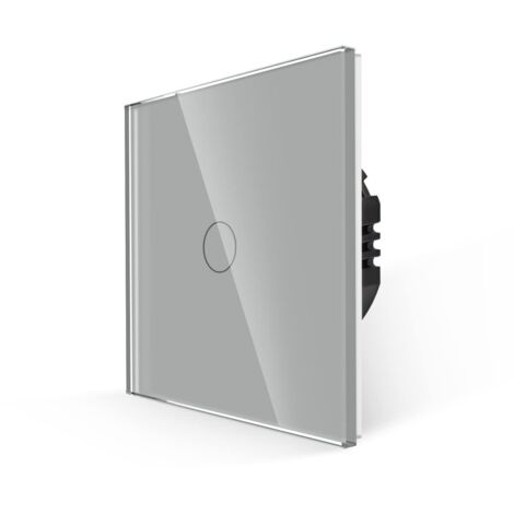 Single Pole Switch, No Neutral Wire Required, Touch Control Switch with Grey Glass Panel, Modern Wall Switch with LED Backlight, 1 Gang 1 Way
