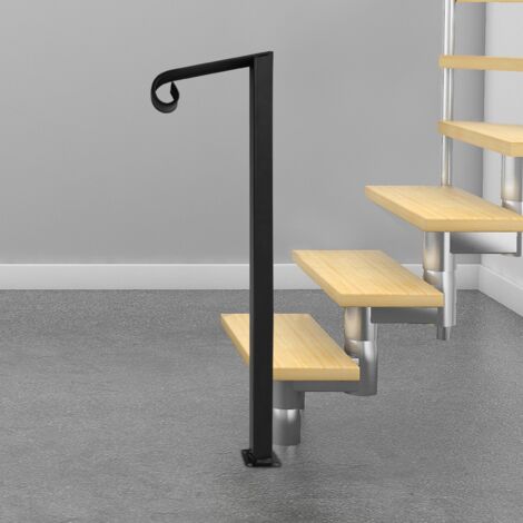 Single Post Handrail Stairs Railing Handrail Fits 1 or 2 Steps Handrail Metal