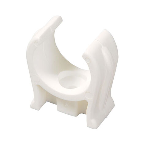 Single Snap-In Open Pipe Clips White - 28mm