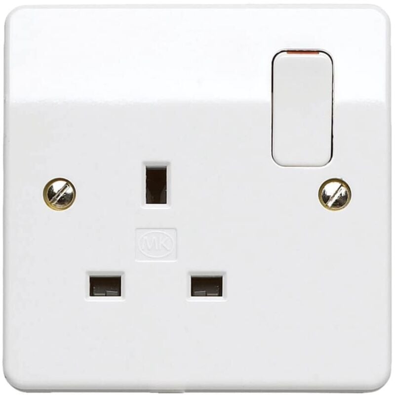 MK - Electric Single Socket, White, 13A - White