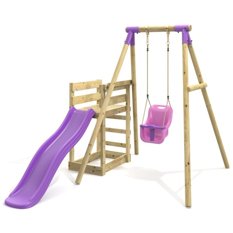 Rebo Single Swing Set with Slide - Pluto Purple