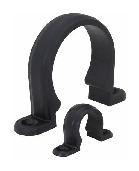 Single Way Snap On Saddle Clip - Black Polypropylene - 15 mm OD tube