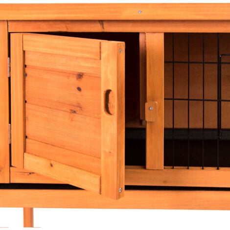 HOME DISCOUNT Single Wooden Pet Hutch Rabbit Guine Pig Cage Run With Clean Tray