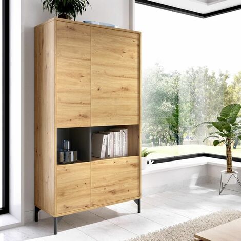 Aparador Alto de 4 puertas Nordic / Grafito 144x72x34 cm - LUND