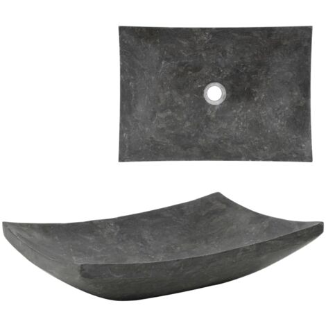 Sink 50x35x12 cm Marble Black vidaXL