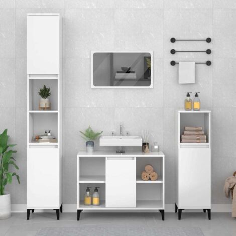 Sink Cabinet High Gloss White 80x33x60 cm Engineered Wood vidaXL