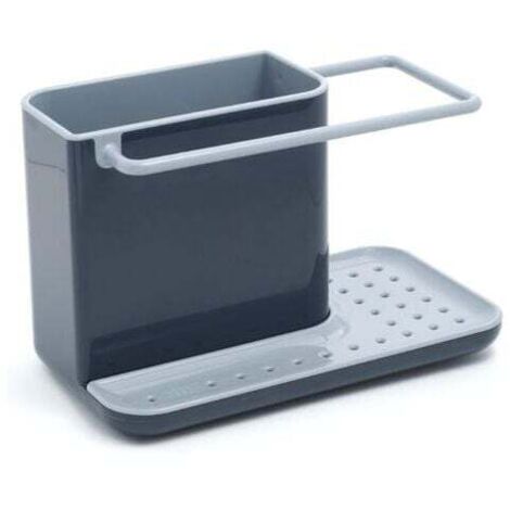 Sink caddy/organizer with integrated draining board, sponge, brush, detergent, and dishcloth holder, removable, standard size, gray MUMU