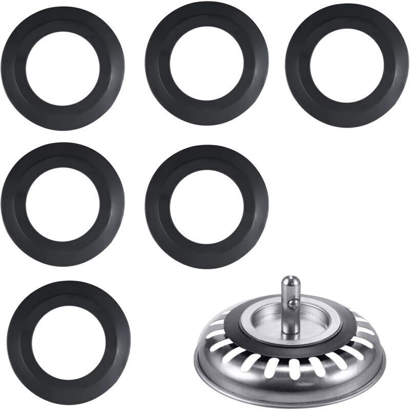 Snq Sink Drain Seal, 6 Packs, 54 Mm Outer Diameter, 32 Mm Inner Diameter. For Kitchen, Bathtub, And Washbasin Drains. Elastomer Seal For Filter Baskets,