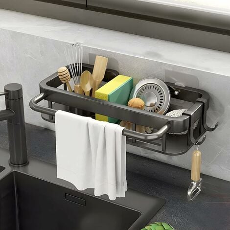 1pc Sink Storage Shelf Table Top Spong Mop Rag Dishcloth Sink Draining  Bathroom Storage Rack