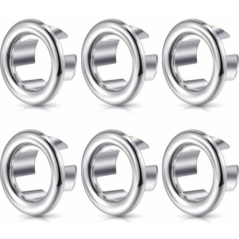 Er-siice - Sink Overflow Ring Round Sink Hole Overflow Cover Basin Trim Overflow Drain Plug Cover Insert Hole Replacement Parts (6 Pieces)
