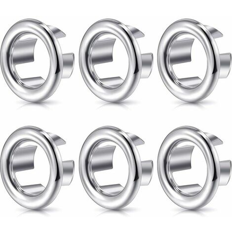 Sink Overflow Ring Round Sink Hole Overflow Cover Basin Trim Overflow Drain Plug Cover Insert Hole Replacement Parts (6 Pieces)