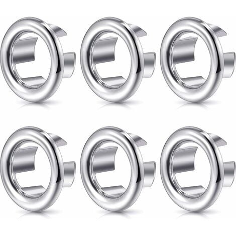 Sink Overflow Ring Round Sink Hole Overflow Cover Basin Trim Overflow Drain Plug Cover Insert Hole Replacement Parts (6 Pieces) T5YEP9R9F