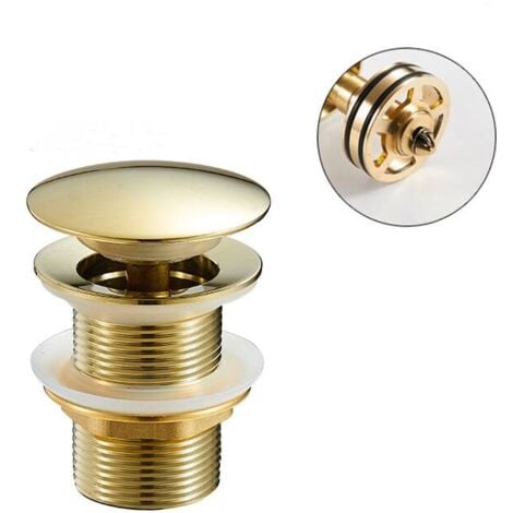 TONCHEAN Sink Plug - Pop Up - Brass - Universal - Without Overflow - For Sink and Basin - Gold
