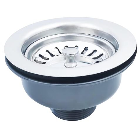 Sink Plug without Overflow Basket Stainless Steel ø 114 mm 1½", Stainless Steel + ABS, Plug + Basket
