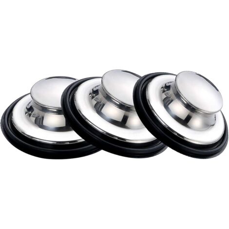 Sink Plugs, Stainless Steel Kitchen Sink Plug, Large Wide Rim 3.35 In (85mm) Diameter (3 Pack)