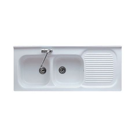 Sink pour meuble 122x50xh23 drainer droit Galassia Florence blanc | Blanc