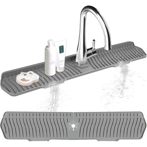 TIGREZY Sink Splash Guard 75 x 15.3 cm Silicone Sink Splash Guard for Countertop, Bathroom, Farmhouse (Gray)