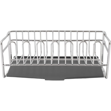 Sink Sponge Holder Rack 304 Stainless Steel Sink Caddy with Self Draining Tray for Bottles Brushes Kitchen Supplies