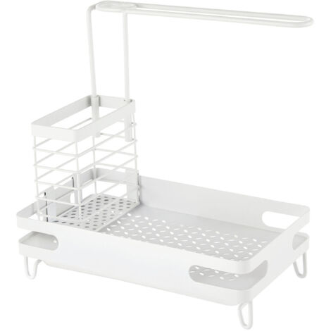 Sink Storage Rack Countertop Shelf Punch Free Sink Rack Drying Rag Sponge Drain Rack for Kitchen White