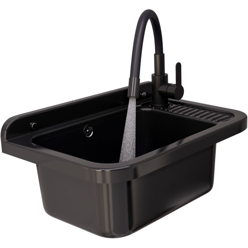 Granitan - sinkwasher évier noir compartiment technique polo battery siphone