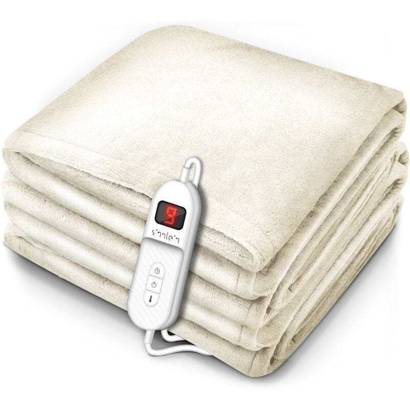 Chauffe matelas 160x120cm Crème Certifié tüv süd gs Arrêt Automatique Fonction Minuterie 9 Niveaux de Température - Sinnlein