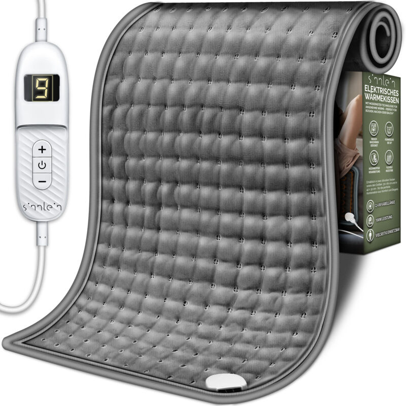 Coussin Chauffant en Microfibre Polaire 42x32cm Très Confortable doux Arrêt Automatique 6 Niveaux de Température - Sinnlein