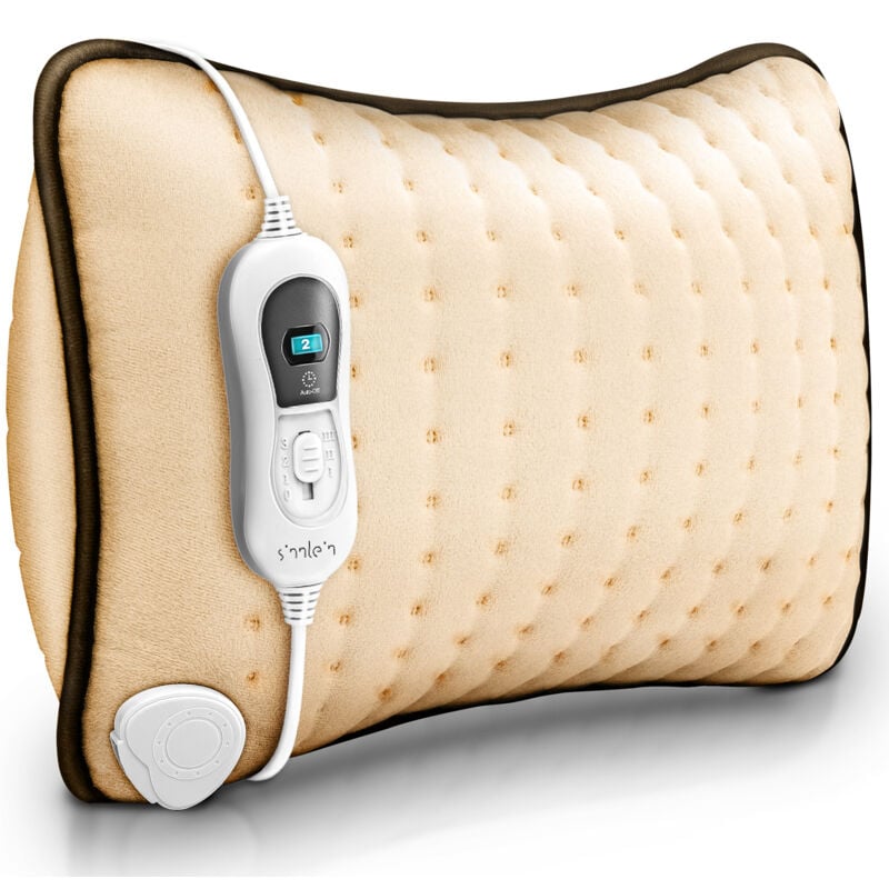 Sinnlein - Coussin Chauffante Beige avec Rembourrage 100W Coussin Thermique Electrique Contre le Mal de Dos, Epaule et Nuque 3 Niveaux de Température