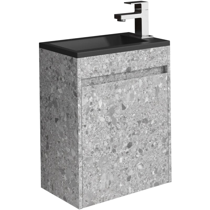 Meuble de salle de bain Sinta 40 x 22 cm Badplaats Gris pierre lavabo noir - - Gris pierre