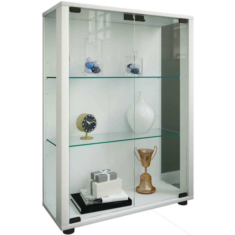 Ebuy24 - Sintalo vitrine 2 portes en verre blanc.