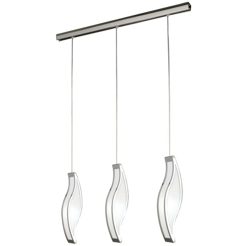 Diyas - Inspired Clearance - Sintesys Linear Pendant 3 Drop E27 3 Light E27 Bar, Polished Chrome/White Acrylic, cfl Lamps included