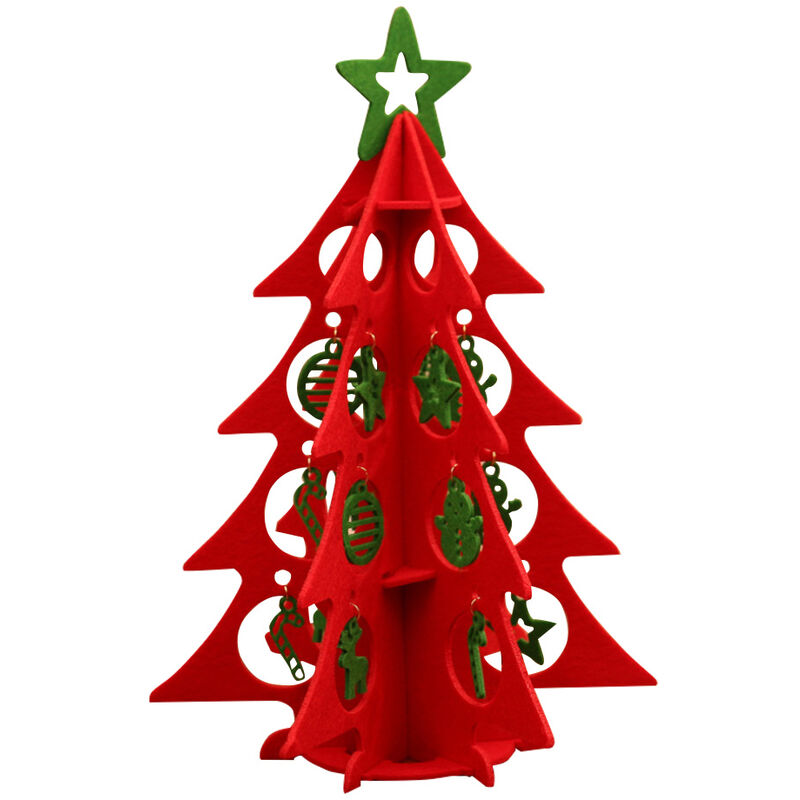 

Sintio Decoracion del arbol de Navidad Regalo Set Ninos DIY sentia el arbol de navidad de tres Decoracion dimensional Arte Tela, Rojo