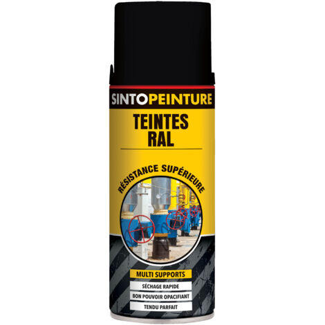Sinto – Aérosol noir satiné RAL9005 400ml – Peinture antirouille pour métal, bois et plastique – Séchage rapide – 920370