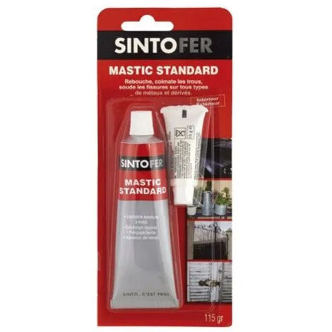 Sinto – Mastic polyester 115g – Blanc pour réparation sur métal, bois et béton – Prise rapide en intérieur et extérieur – Séchage 12 min