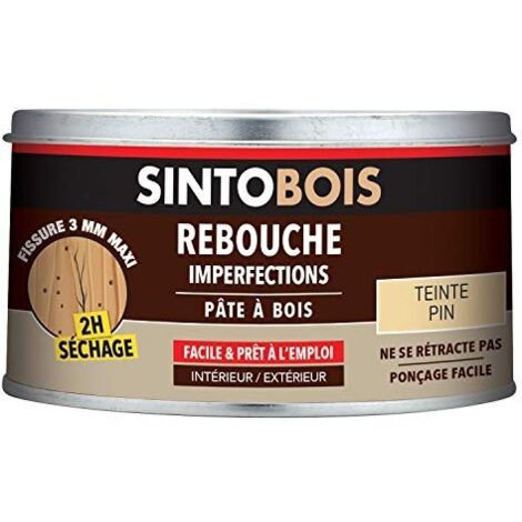 SINTO PÂTE À BOIS POUR REBOUCHER IMPERFECTIONS ET FISSURES PIN - 250G - SANS ODEUR - INTÉRIEUR ET EXTÉRIEUR 235500