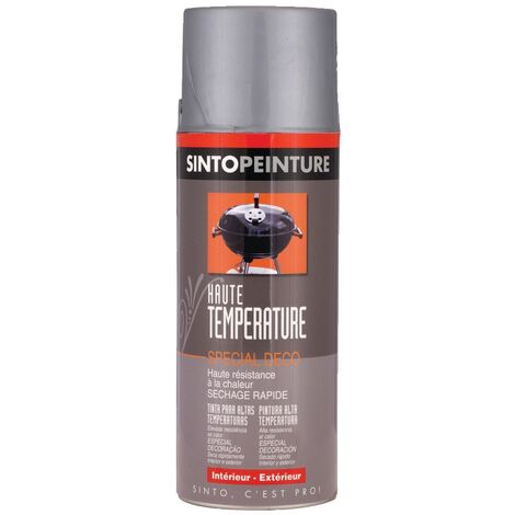 Sinto – Peinture haute température aérosol aluminium 400ml – Résistance jusqu'à 600°C – Pour chaudières et pièces métalliques – 925715