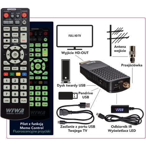 Sintonizador de TV HD DVB T2, decodificador de satélite con USB 2