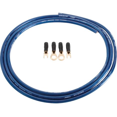 Sinuslive Kit cavo corrente HiFi per auto 10 mm² placcato oro