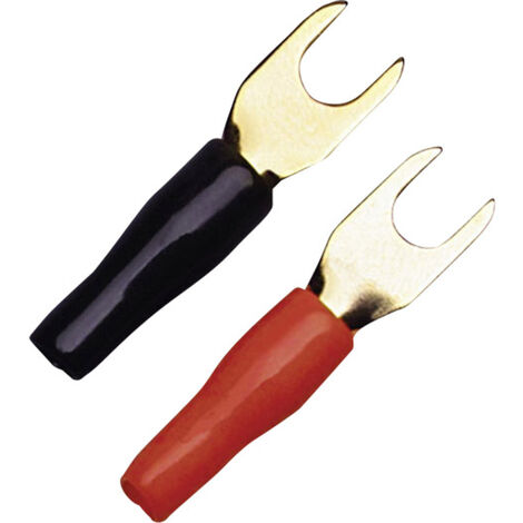 Sinuslive KSI-4P10 Gabelkabelschuh   4 mm² Loch-Ø=5 mm Teilisoliert Schwarz, Rot 10 St.