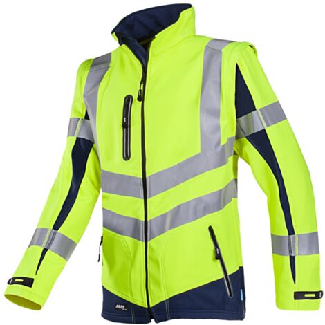 Sioen SIOEN Warnschutz Softshelljacke Malden mit abnehmbaren Ärmeln Gr. S leuchtgelb/marine